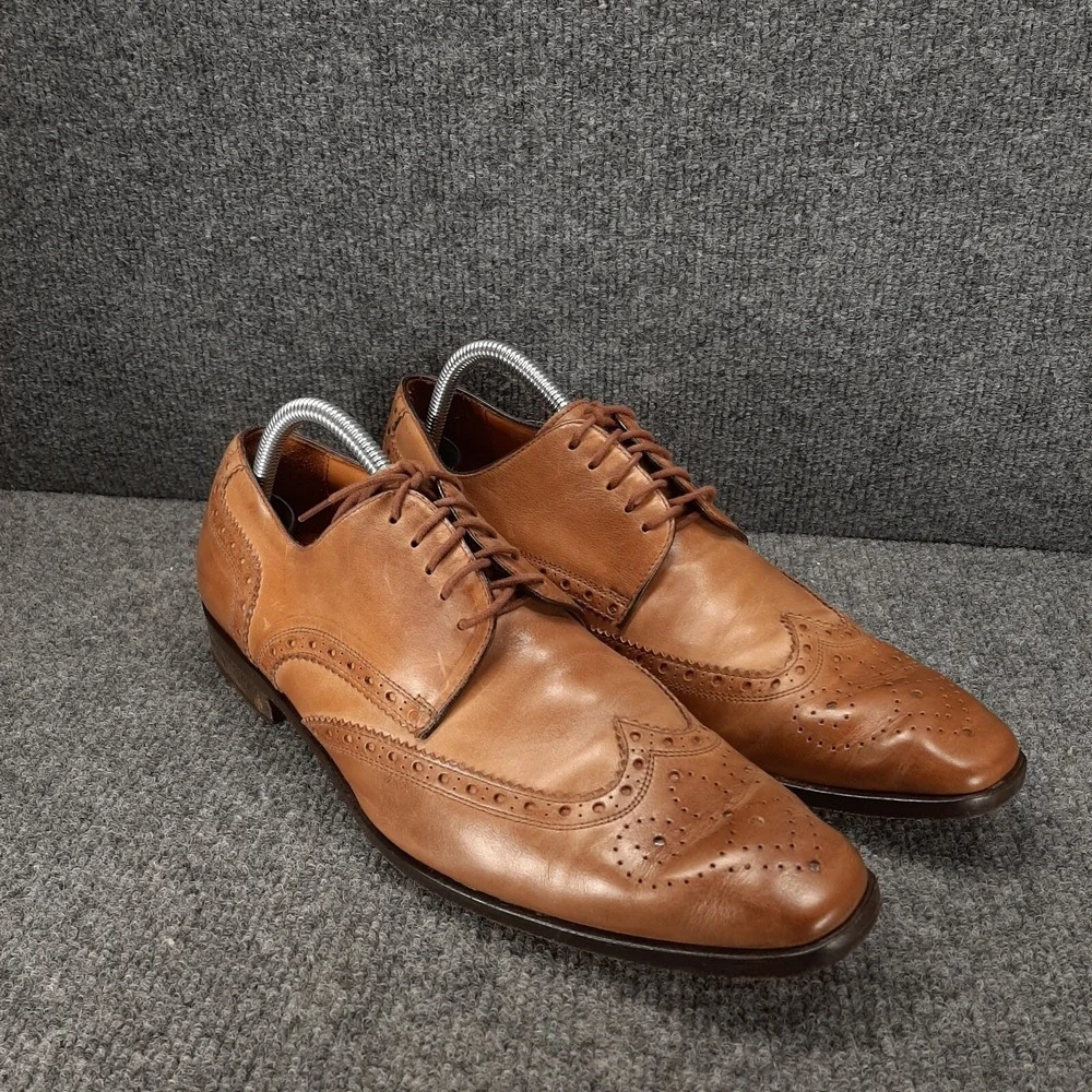 Massimo Matteo Cuoio Wingtip Leather Dress Shoes Men's Size 9M Made in Italy